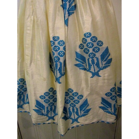 Vintage 50s Dress Embroidery Layered Crinoline Lined Turquoise Blue Size S/M - Picture 4 of 9